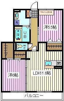 カーザさくら(2LDK/2階)の間取り写真