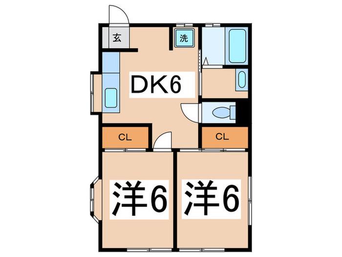 ニコハウス(2DK/2階)の間取り写真