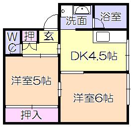 グレースタカツキI(2DK/2階)の間取り写真