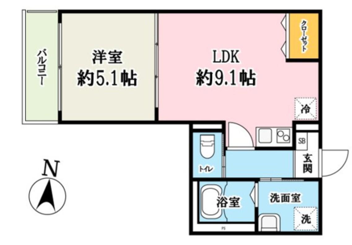 キャメル吉川美南 イースト(1LDK/1階)の間取り写真