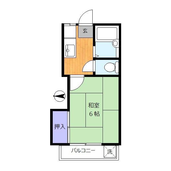 小島第2コーポ(1K/2階)の間取り写真