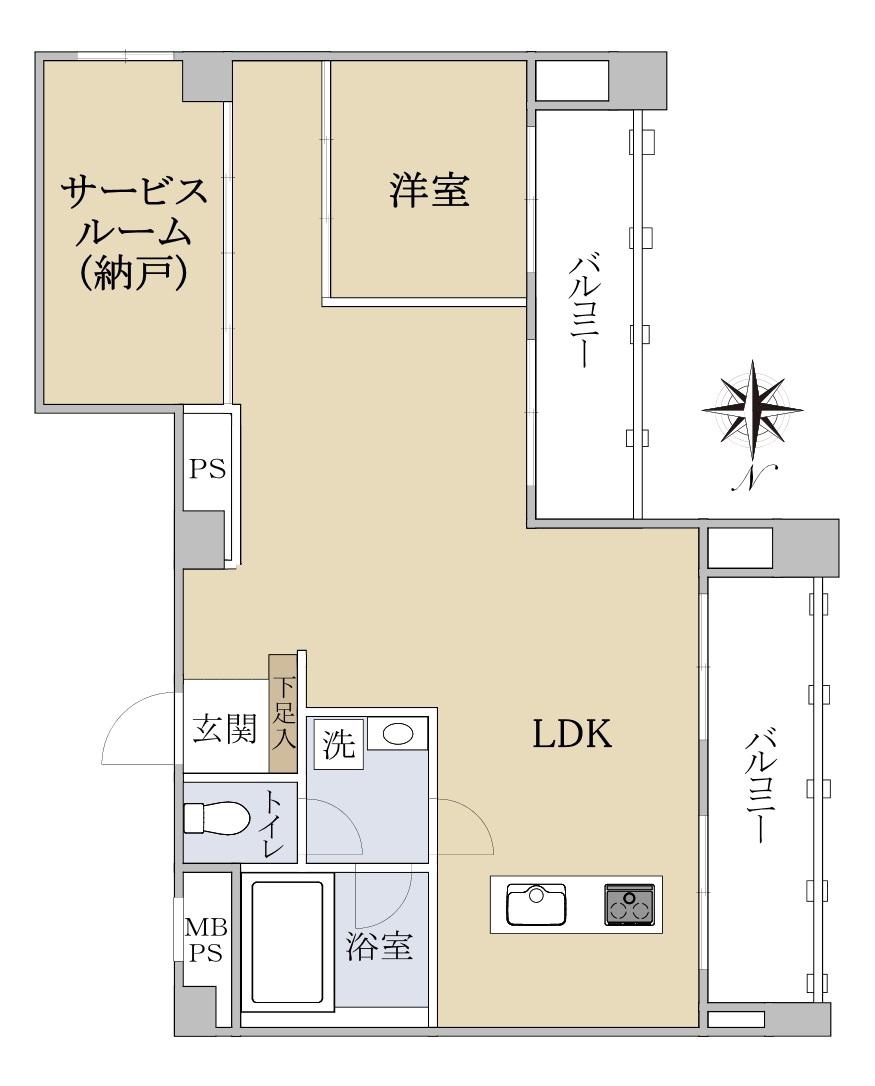 麻布十番ハウス(1SLDK/8階)の間取り写真