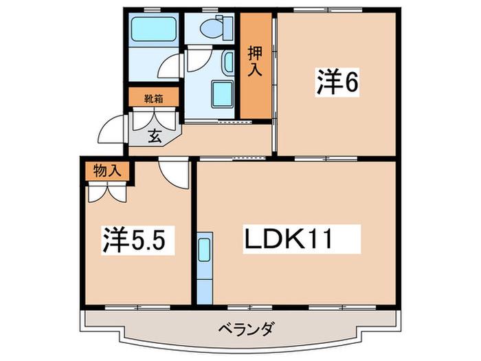 杉崎ハイツ(2LDK/2階)の間取り写真
