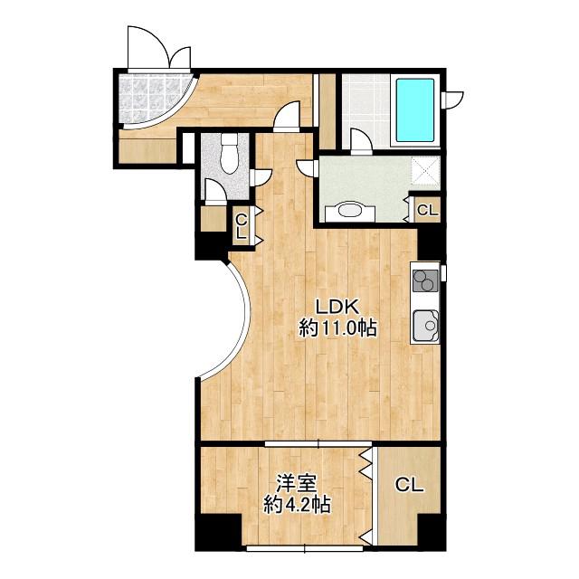 シティライフ京町堀(1LDK/3階)の間取り写真
