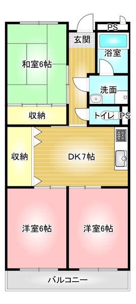 ロイヤルヒルズ嵯峨(3DK/4階)の間取り写真