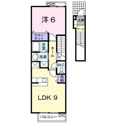 カレントハウス(1LDK/2階)の間取り写真