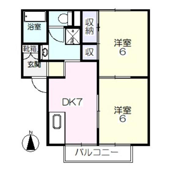 プレジールSANYO C棟(2DK/2階)の間取り写真