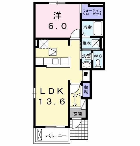 メゾン・アクアK(1LDK/1階)の間取り写真