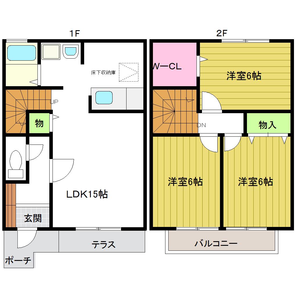 グランディールみずほ台C(3LDK/1階)の間取り写真