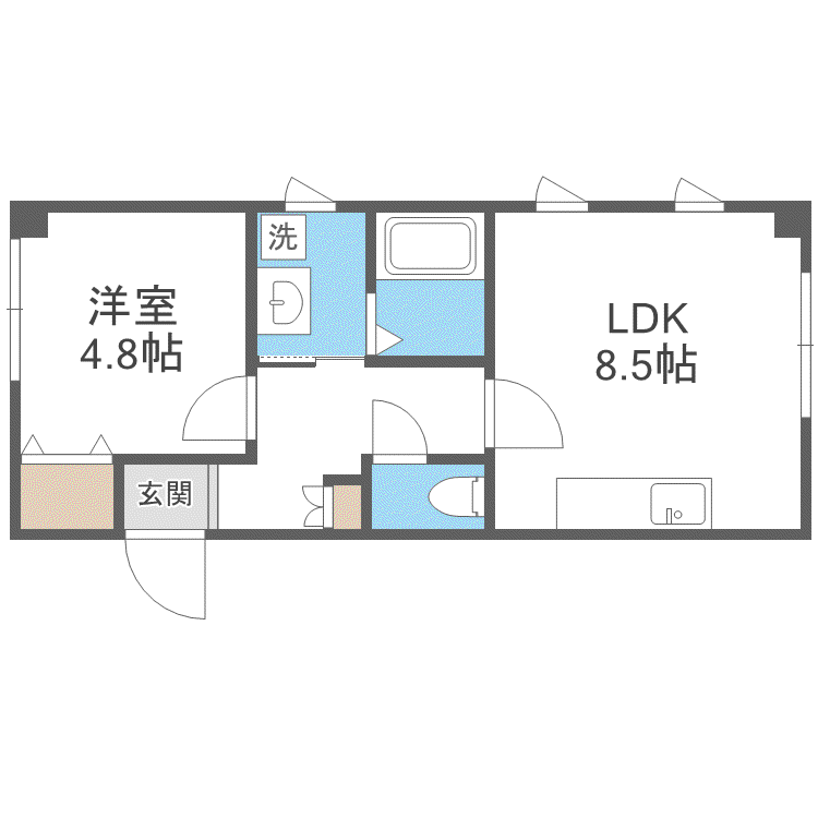 しらかばハイツ(1LDK/3階)の間取り写真