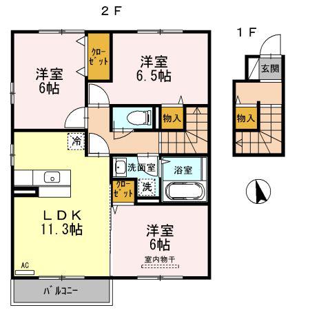 メルヴェーユ(3LDK/2階)の間取り写真