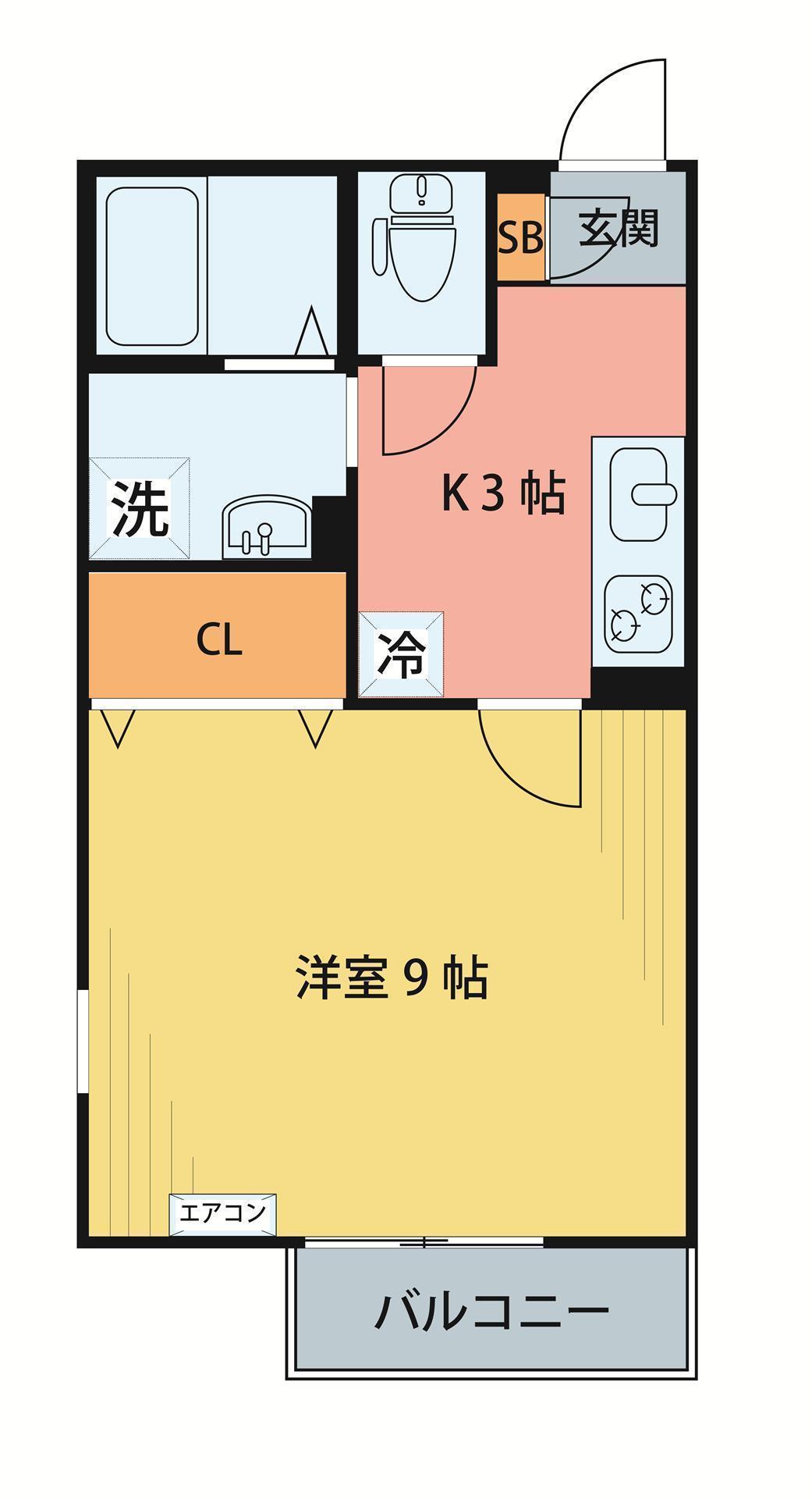 コンフォール長町(1K/2階)の間取り写真