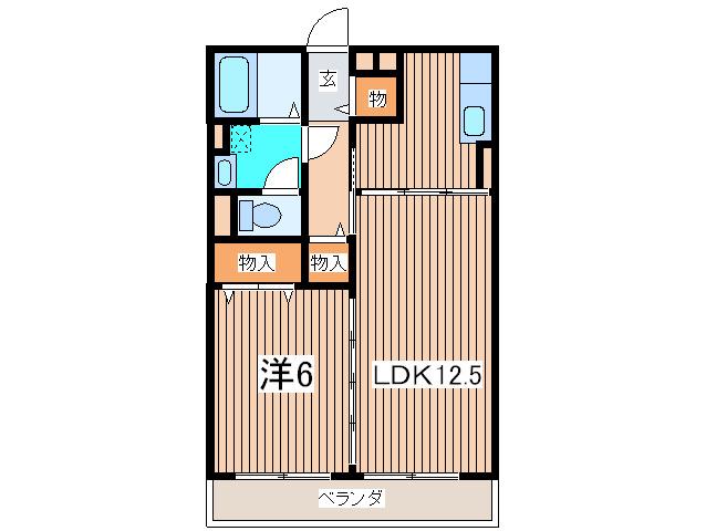 スカイハイツ(1LDK/2階)の間取り写真