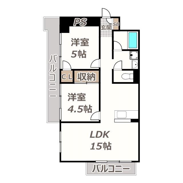 パークサイド南栄(2LDK/5階)の間取り写真