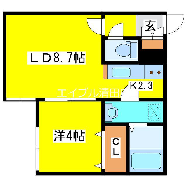 MILL CLIQUE(1LDK/1階)の間取り写真
