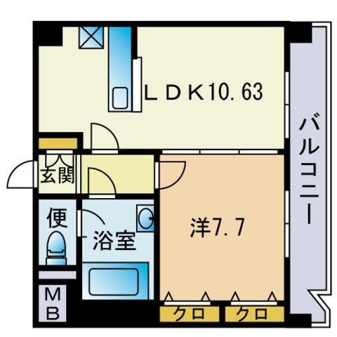 クラジューペール(1LDK/2階)の間取り写真
