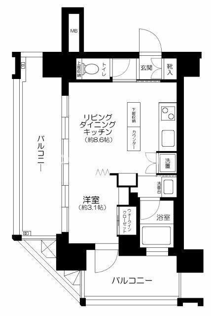 グラサージュ横濱リヴィエール(1LDK/3階)の間取り写真
