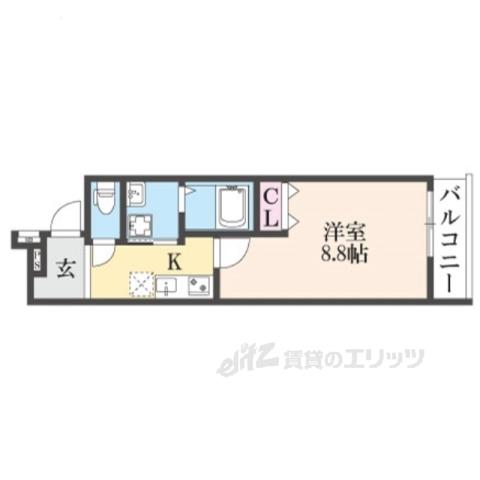 フジパレス忍ケ丘Ⅱ番館(1K/2階)の間取り写真