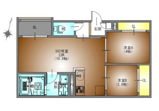 REGALEST CITY道徳(2LDK/3階)の間取り写真