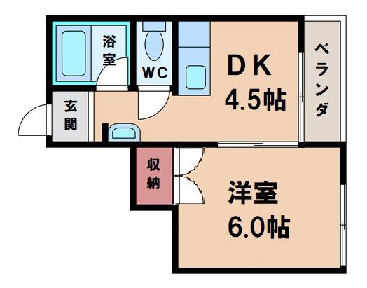 第二大朋マンション(1DK/3階)の間取り写真