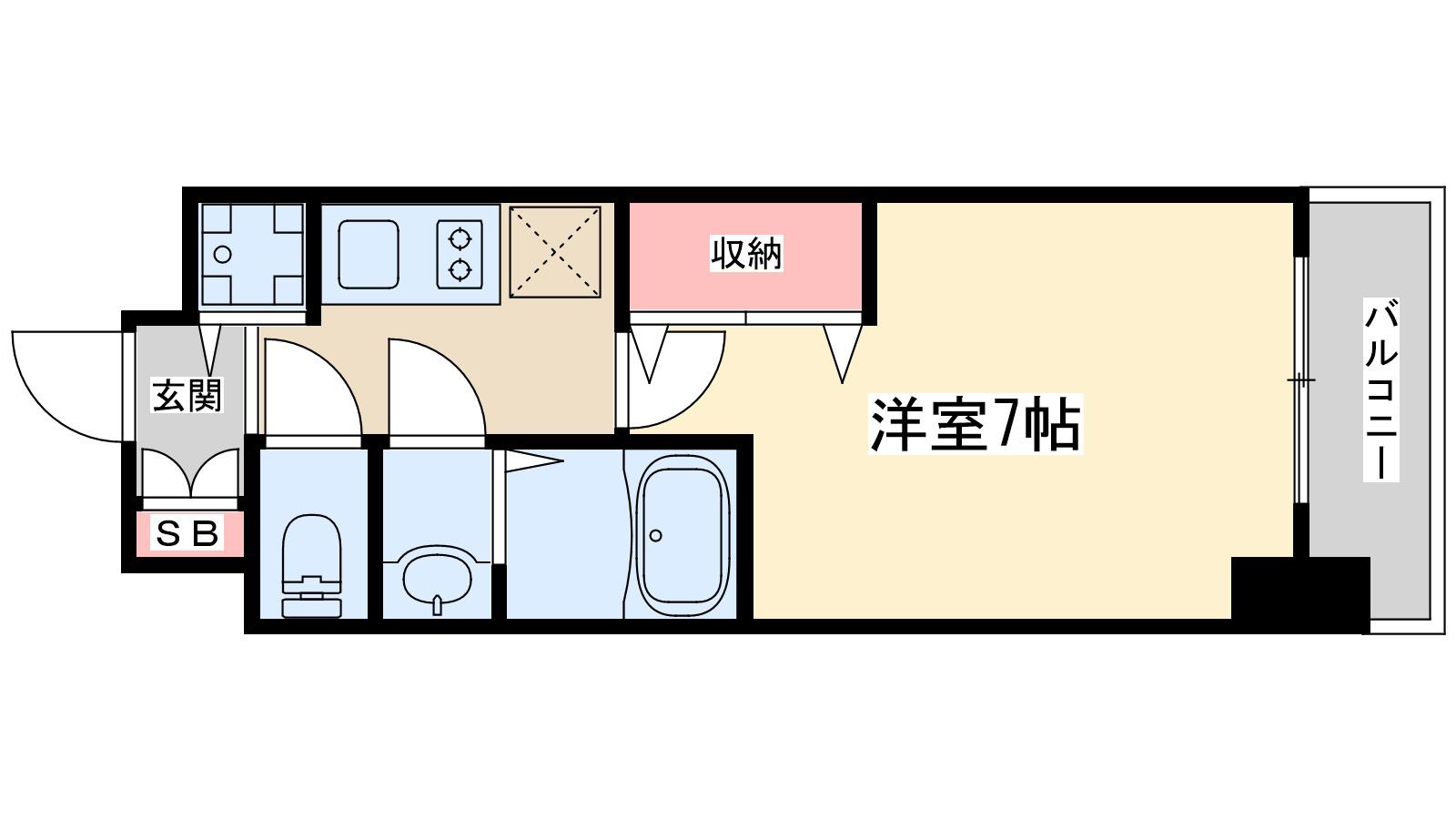ラグゼ淡路2(1K/7階)の間取り写真
