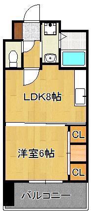 ヒット砂津BLD(1LDK/4階)の間取り写真