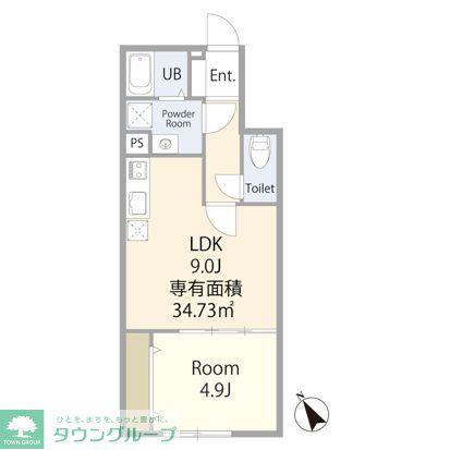 エテルノヴァローレ一之江(1LDK/1階)の間取り写真