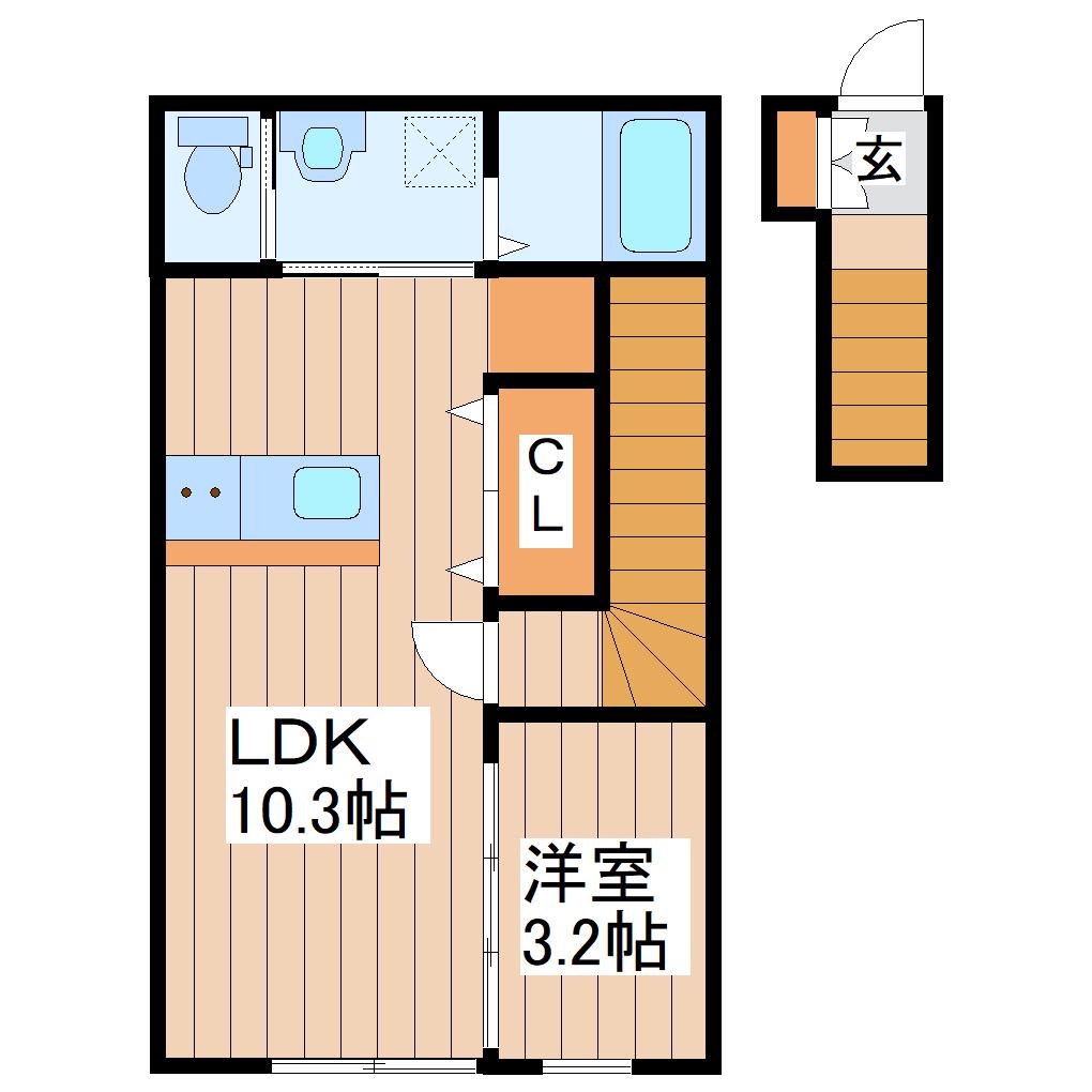 ウエストグランデ(1LDK/2階)の間取り写真