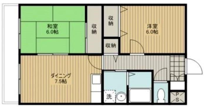 シュライン上島(2DK/3階)の間取り写真