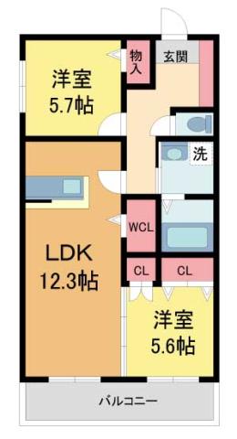 LIZE西宮仁川(2LDK/3階)の間取り写真