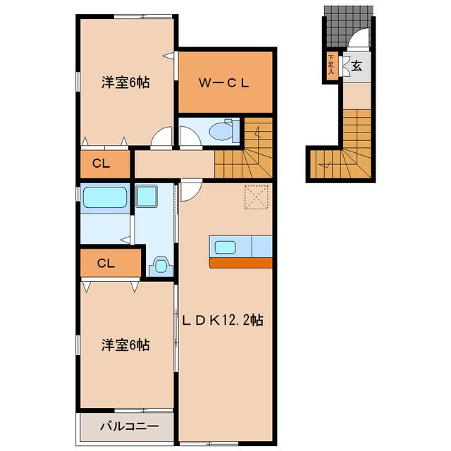 アモリール中野(2LDK/2階)の間取り写真