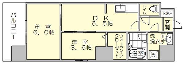 モダンパラッツォ博多駅南Ⅱ(2DK/13階)の間取り写真