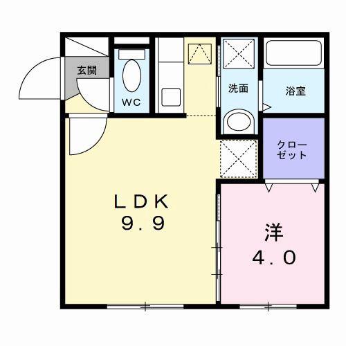 LUNA CLARIS 菊水(1LDK/1階)の間取り写真
