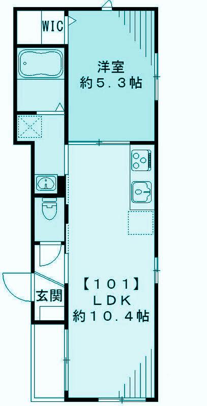 パストラーレ嶺町(1LDK/1階)の間取り写真