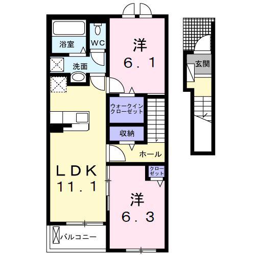 宮久保4丁目アパートIII(2LDK/2階)の間取り写真