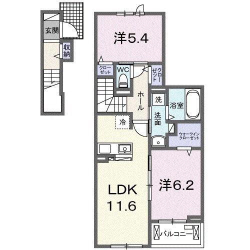 SUNNY MAISON(2LDK/2階)の間取り写真