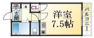 月見山ハイツ(ワンルーム/2階)の間取り写真