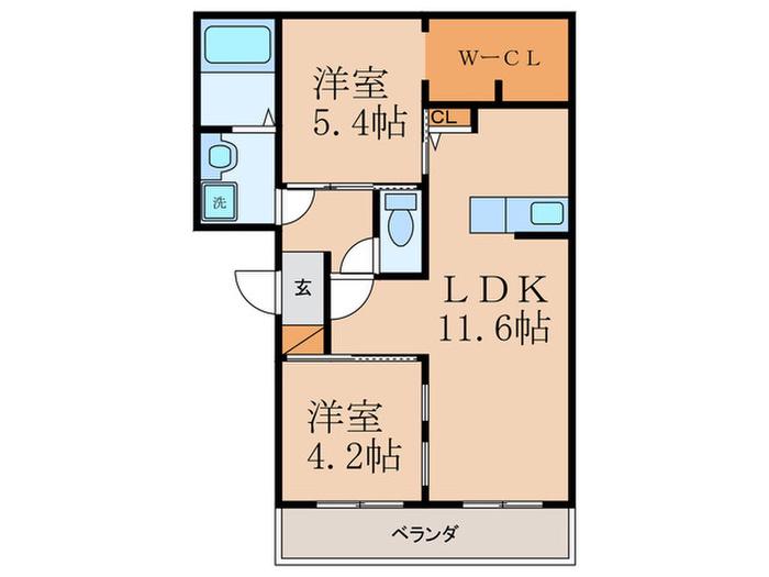 グッドウッド(2LDK/1階)の間取り写真