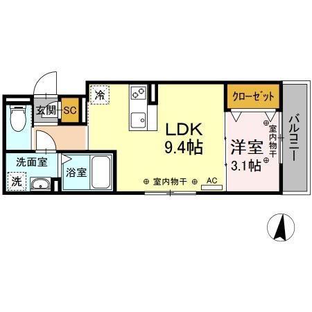 アムール元魚(1LDK/3階)の間取り写真