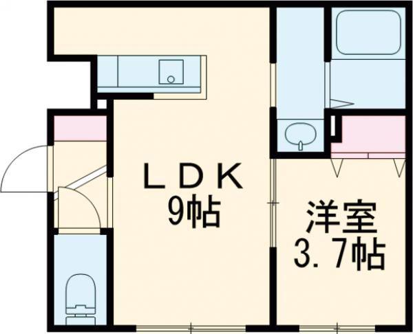 恵庭市福住町3丁目MS(1LDK/4階)の間取り写真