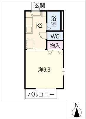 エントピア21 B棟(1K/2階)の間取り写真