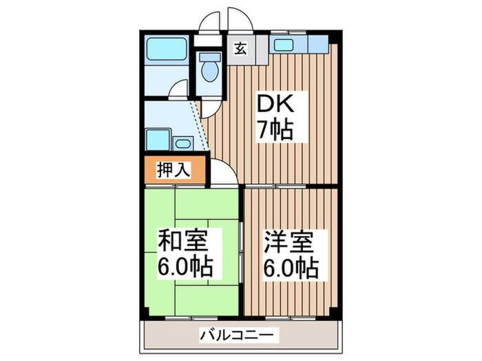 メゾン長栄(2DK/1階)の間取り写真