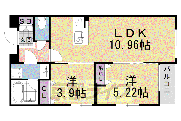 ヴィラ神宮北(2LDK/4階)の間取り写真