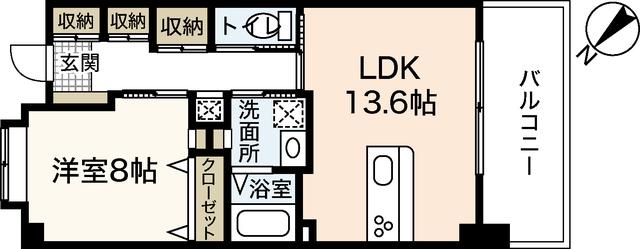 メディオコート大手町(1LDK/10階)の間取り写真