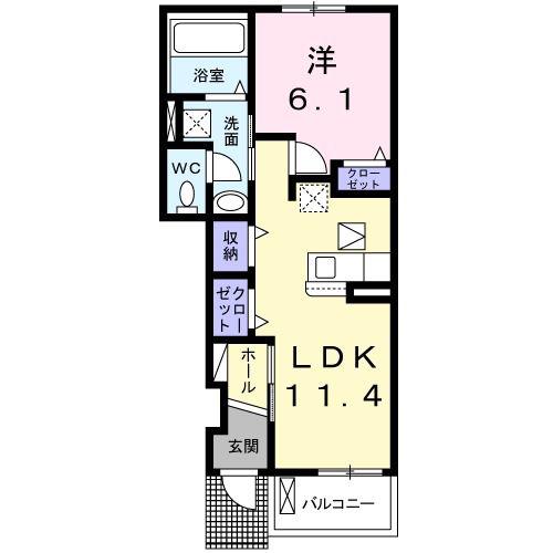 ガーデンヒルズ M(1LDK/1階)の間取り写真