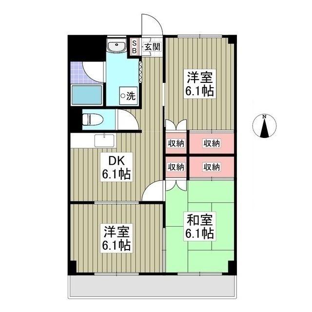 カンケン東新井マンション(3DK/4階)の間取り写真