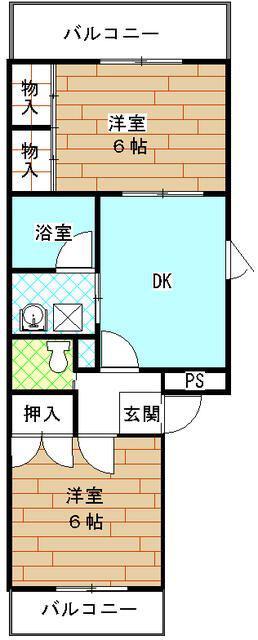 OSAWA THE 2ND (2DK/4階)の間取り写真