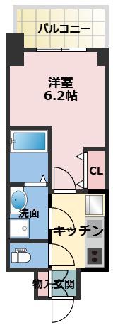 ARCOBALENO OSAKA FUSE旧S-RESIDENCE(1K/13階)の間取り写真