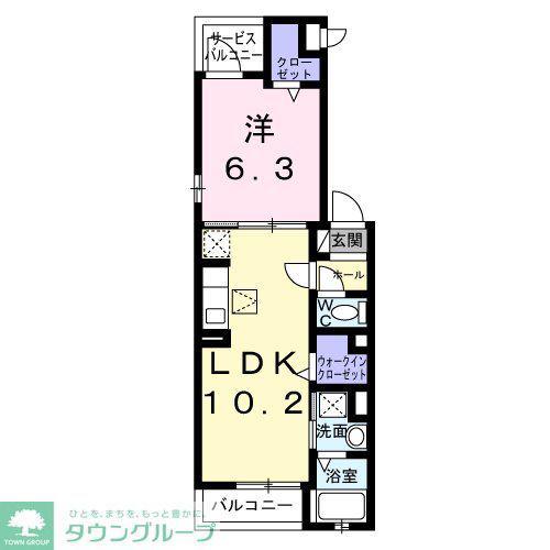 テラック中央林間(1LDK/1階)の間取り写真