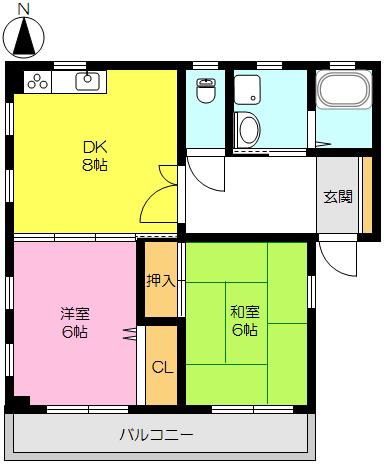 ステーション鍋島サイドKコーポ(2DK/2階)の間取り写真